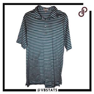 Peter Millar Men's Striped Short Sleeve‎ Polo Shirt Green Gray Size XL